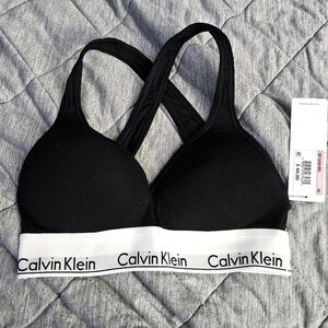 Calvin Klein Modern Cotton Lightly Lined Wireless Bralette - black- size XS